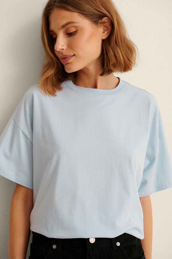 NA-KD Basic Ekologisk Oversize T-shirt Med 3/4-ärm blå