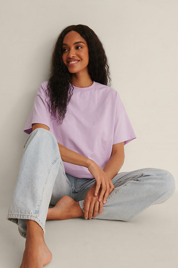 NA-KD Basic Ekologisk Oversize T-shirt Med 3/4-ärm lila