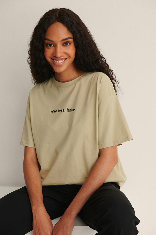 NA-KD Trend Ekologisk ekologisk T-shirt med tryck grön