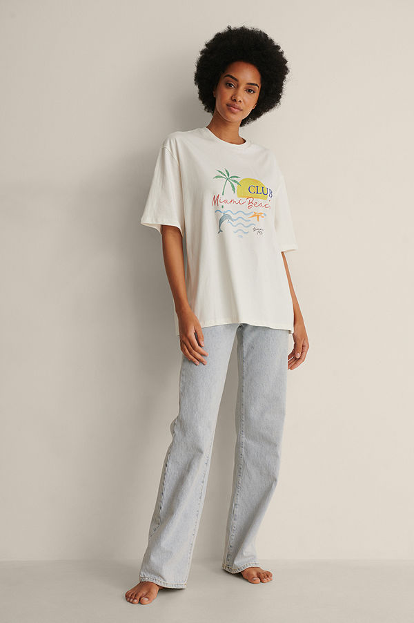 NA-KD Trend Ekologisk T-shirt Med Tryck offvit