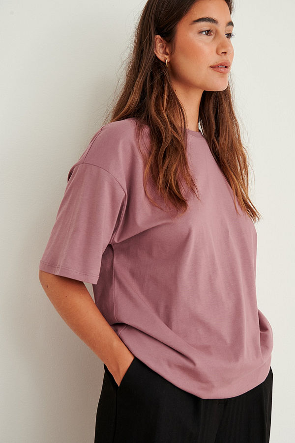 NA-KD Basic Ekologisk oversize t-shirt med rund hals rosa