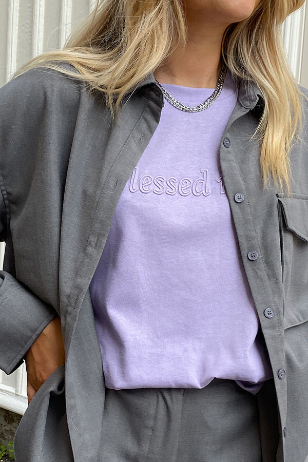 Marije Zuurveld x NA-KD Ekologisk Oversized T-shirt I Kraftig Bomull lila