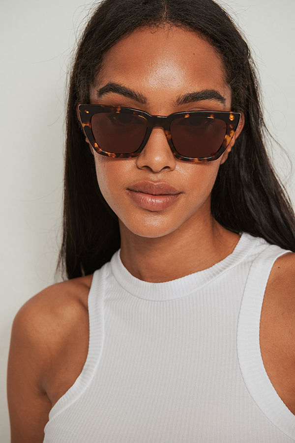 NA-KD Accessories Basic Squared Acetate Sunglasses brun