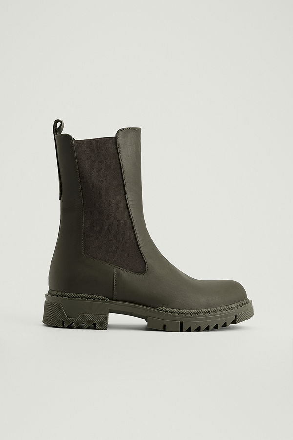 NA-KD Shoes Ankelboots I Läder grön