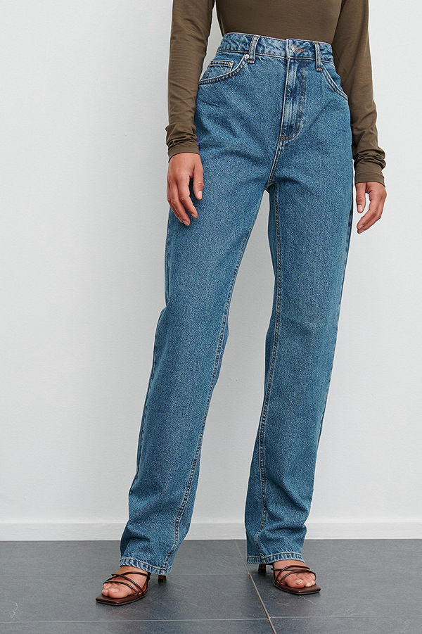 Claire Rose x NA-KD Denim Med Raka Ben blå
