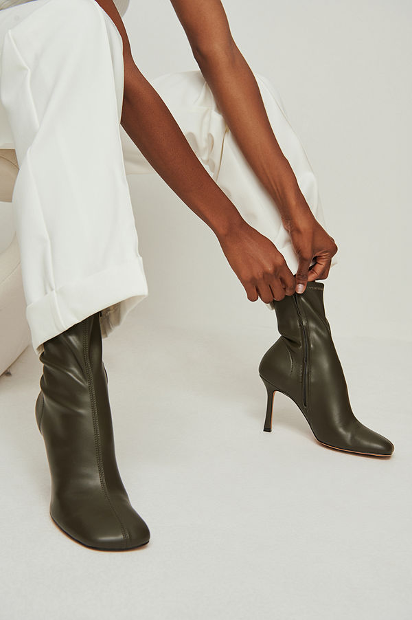 NA-KD Shoes Recycled ankelboots med rundad tå grön