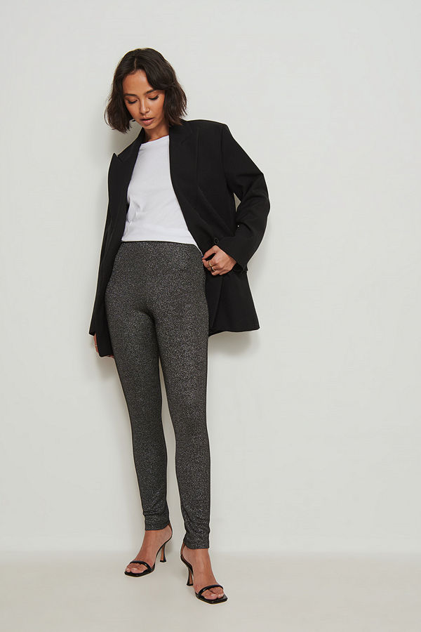 NA-KD Party Glittriga leggings svart