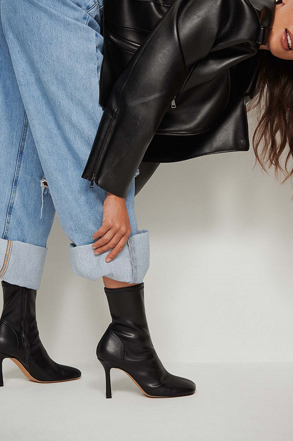 NA-KD Shoes Recycled ankelboots med rundad tå svart