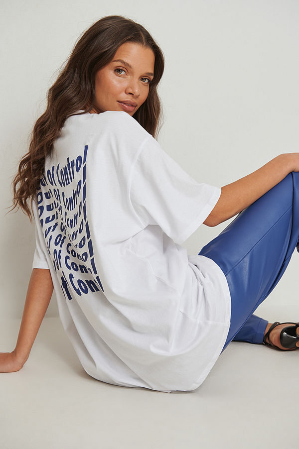 NA-KD Ekologisk oversize t-shirt med tryck vit