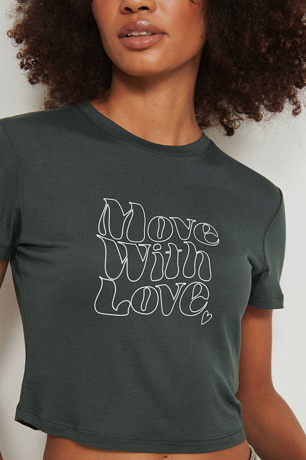 NA-KD T-shirt med Love tryck grå