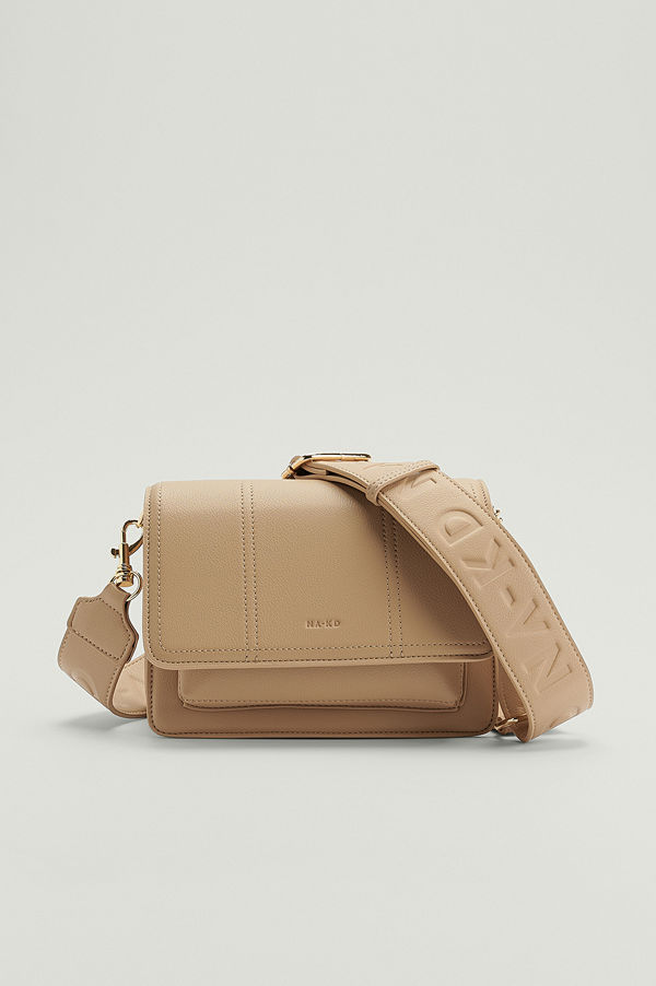 NA-KD Accessories axelväska Recycled crossbody-väska med logga beige