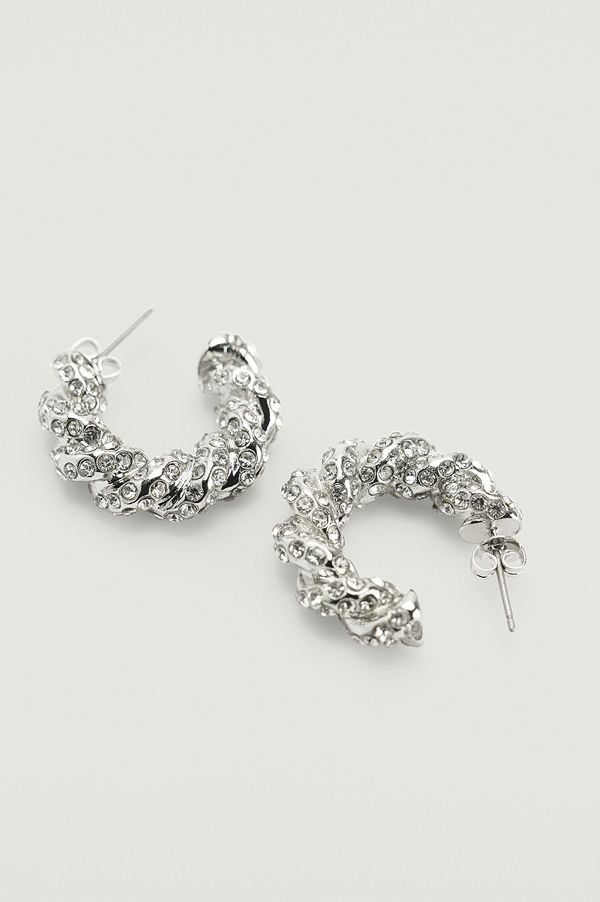 NA-KD Accessories smycke Chunky hoops med vriden strass silver