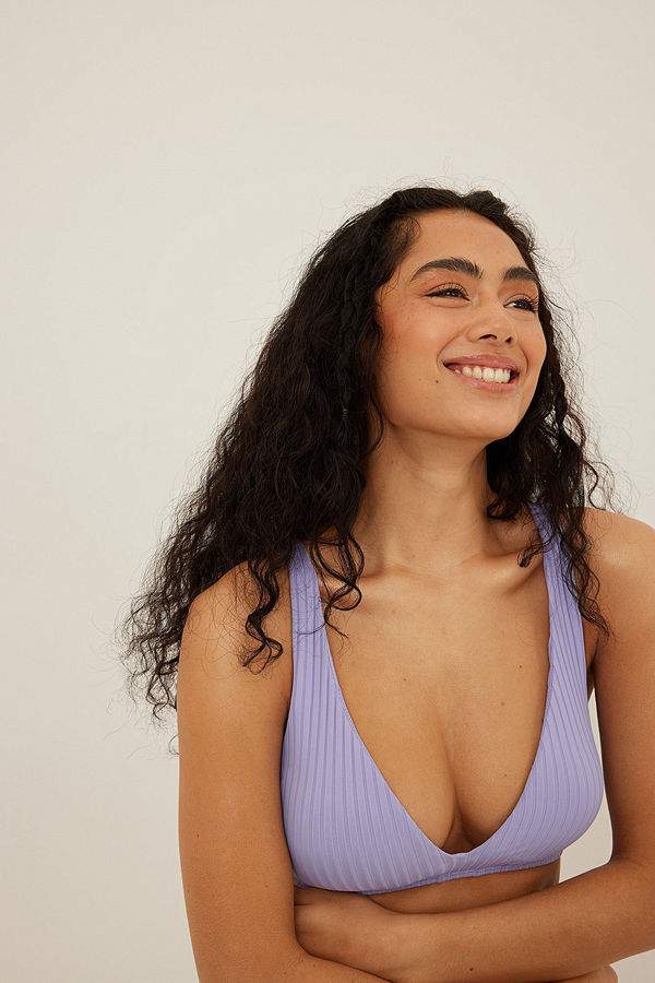 Curated Styles Ribbad bikinitopp lila