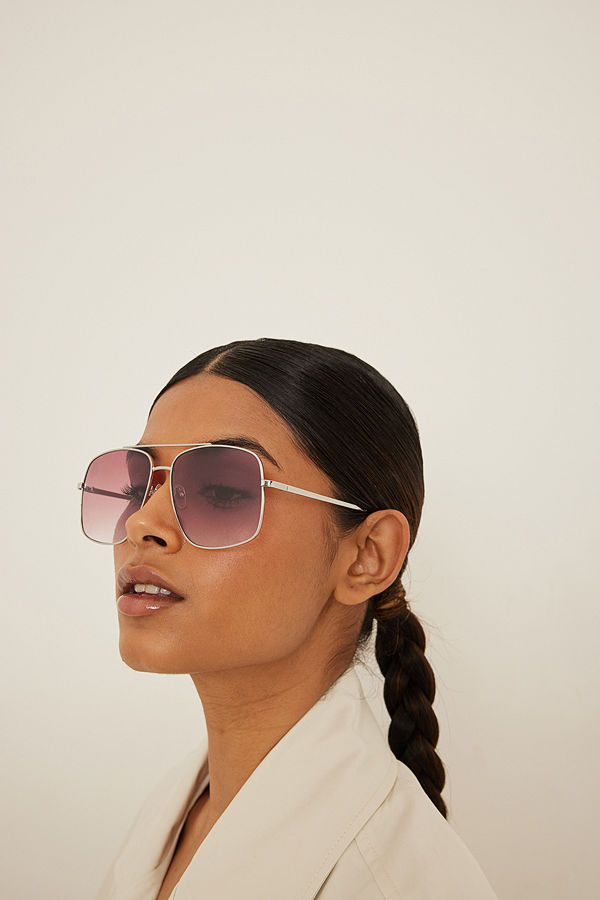 NA-KD Accessories Basic metallbågade solglasögon rosa