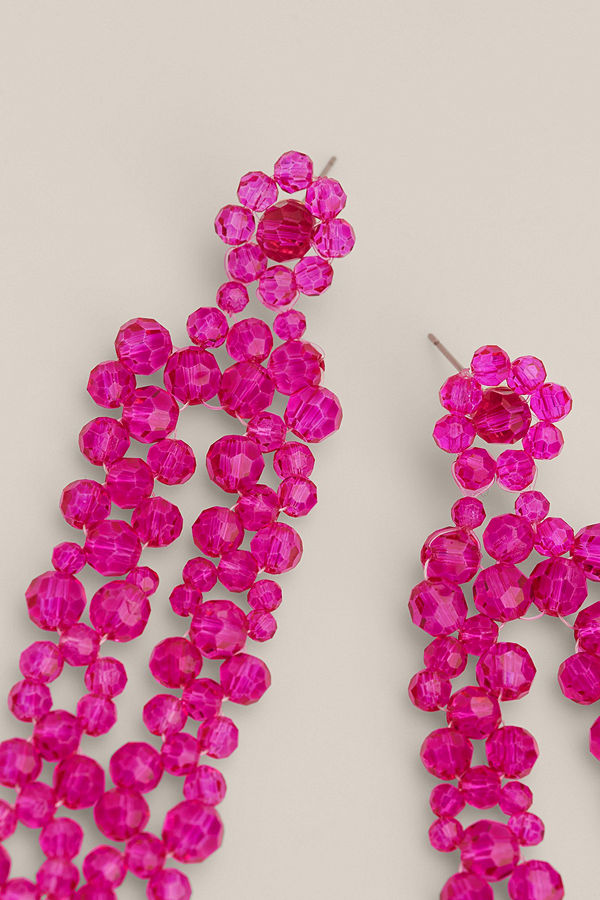 NA-KD Accessories smycke Long Strass Earrings rosa