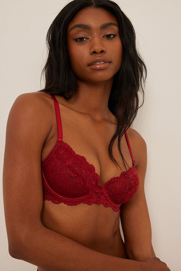 NA-KD Lingerie Klassisk fodrad spets-BH burgundy