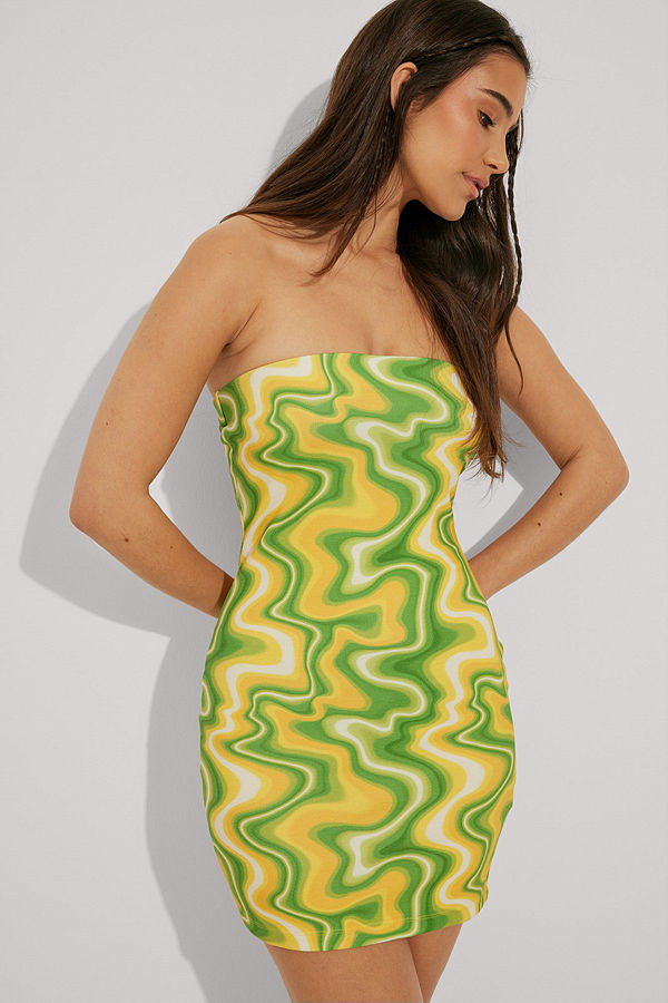 Amalie Star x NA-KD Bandeau-miniklänning multicolor