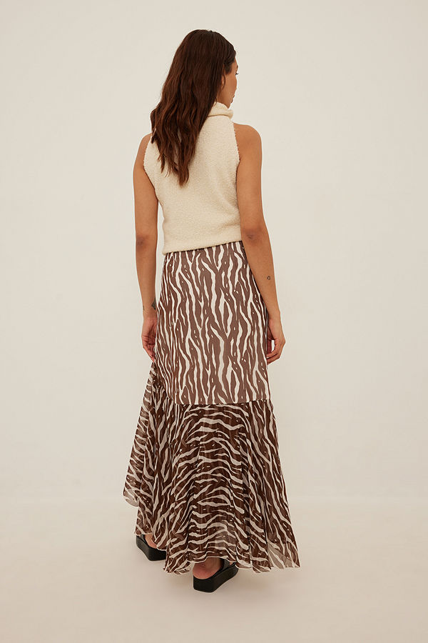 NA-KD Boho Maxi Frilled Chiffon Skirt multicolor