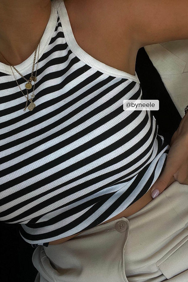 NA-KD Basic Ribbstickad tanktopp stripe