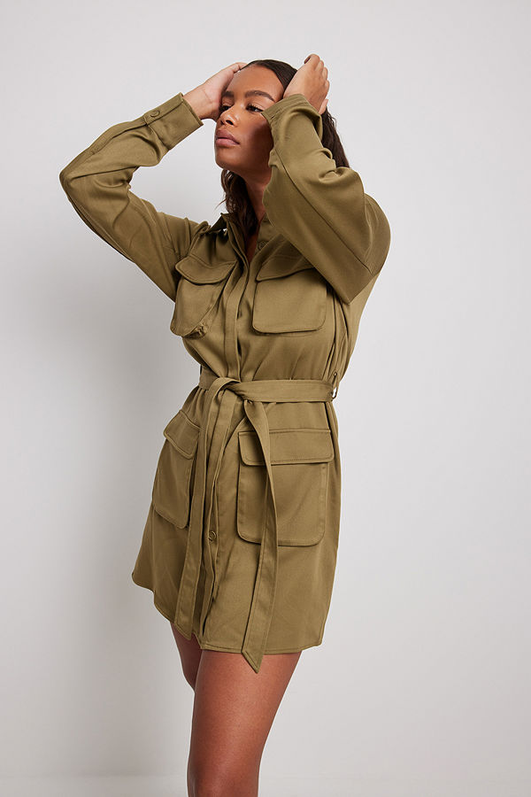 NA-KD Trend Cargo Mini Dress grön