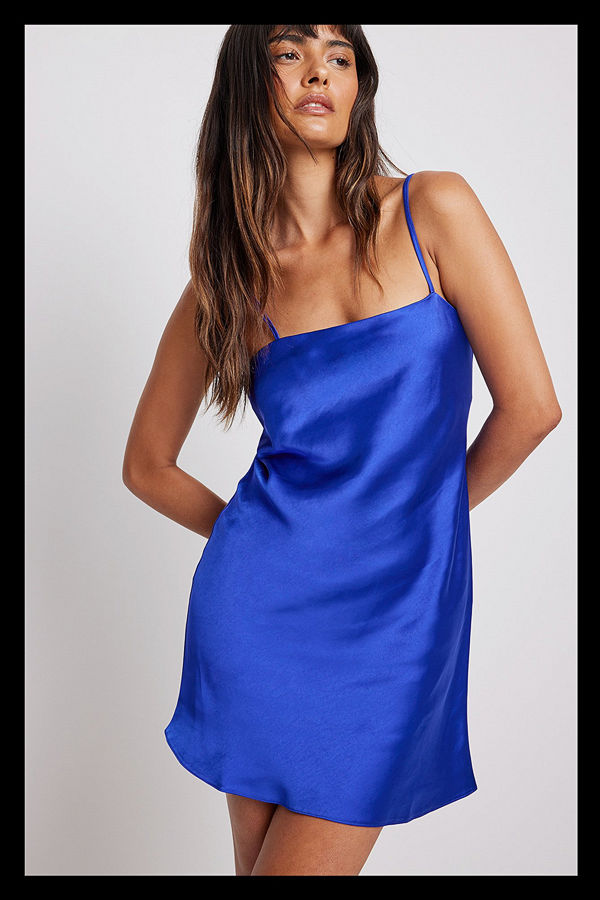 NA-KD Party Slip-dress i satin blå