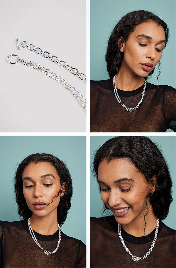 NA-KD Accessories smycke Silverpläterat delat kedjehalsband silver