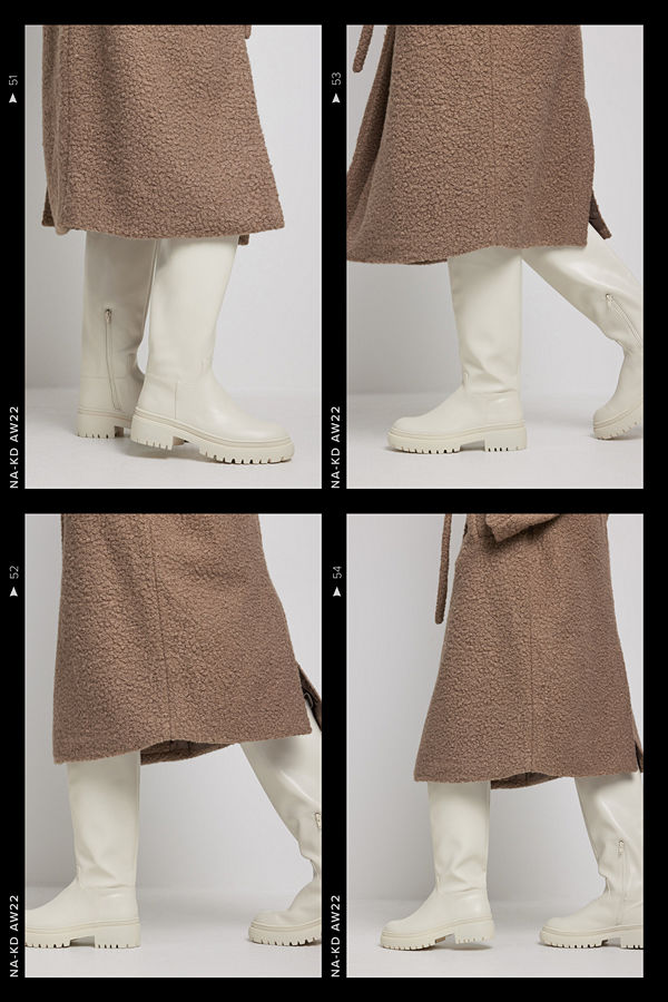 NA-KD Shoes Boots med skaft och profilsula offvit