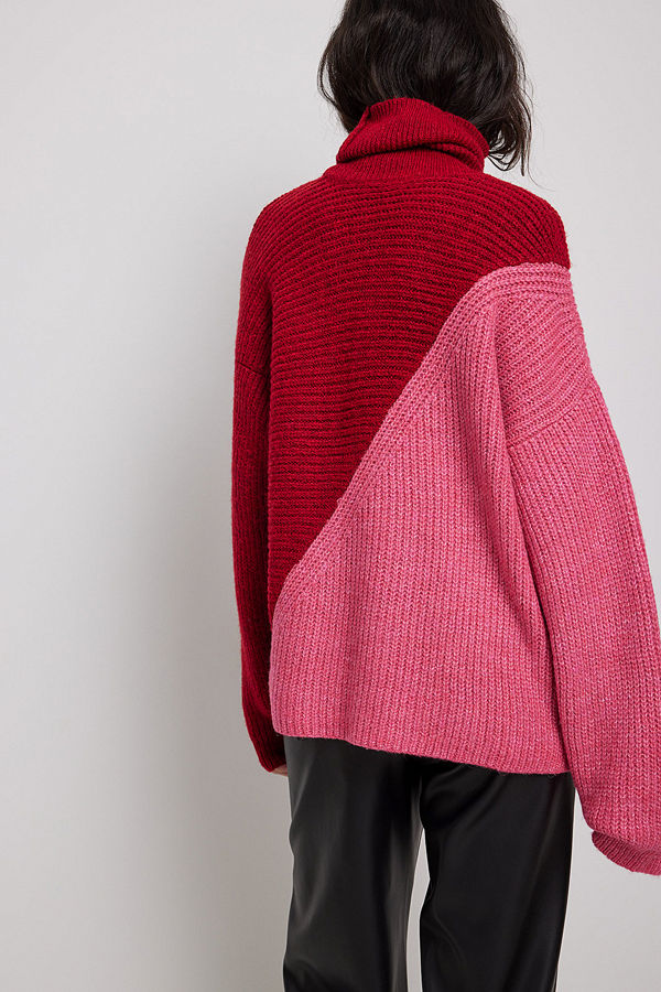 NA-KD Trend Stickad tröja med diagonala färgblock multicolor