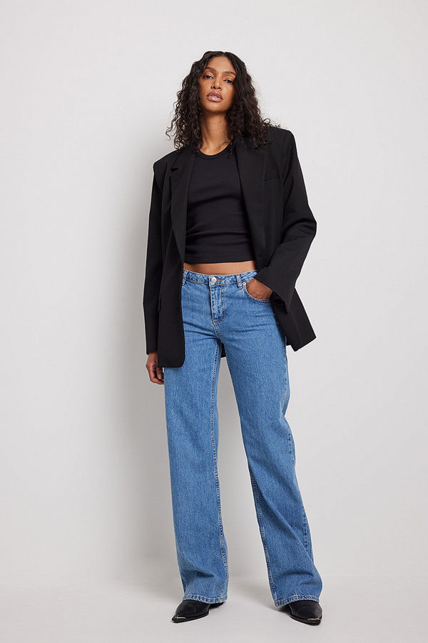 NA-KD Trend Jeans med låg midja blå