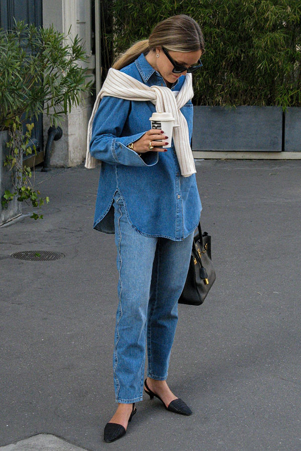 Sofi Fahrman x NA-KD Detaljerad denim blå