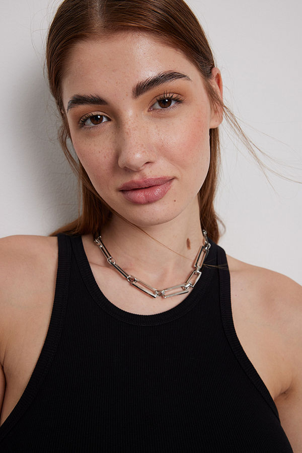 NA-KD Accessories smycke Rektangulärt kedjehalsband silver