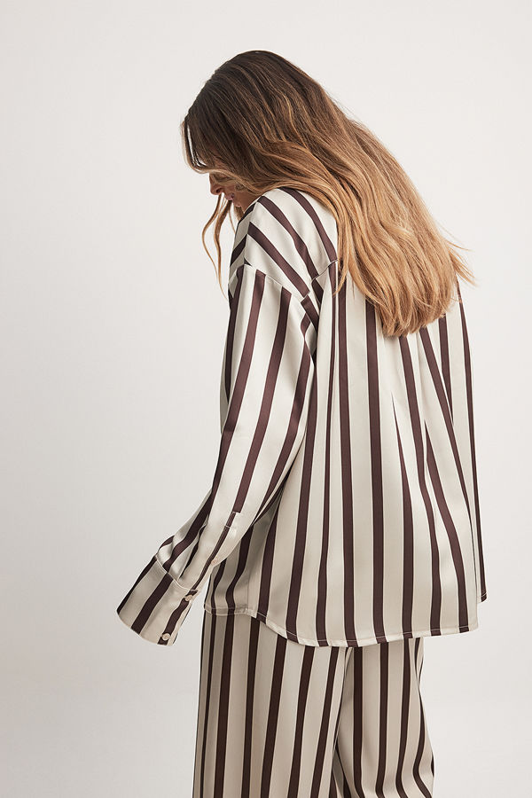 NA-KD Printed Oversized Shirt stripe