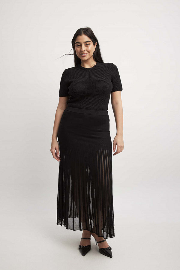 NA-KD Knitted Maxi Skirt svart