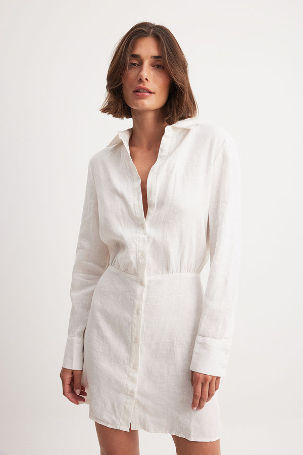 NA-KD Skjortklänning i linne vit