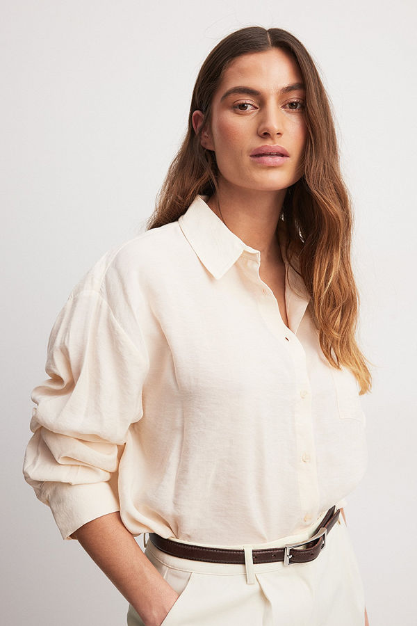 NA-KD Skjorta i modal med ficka offvit