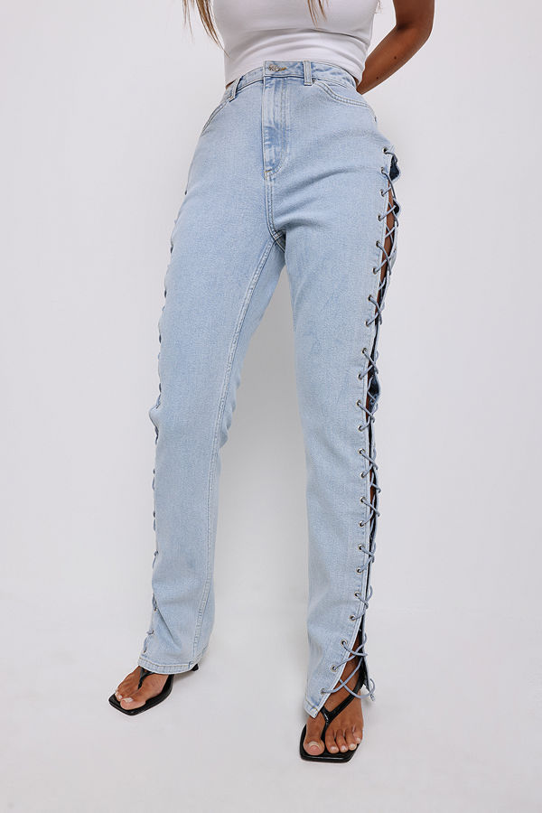 NA-KD Detaljerad denim blå