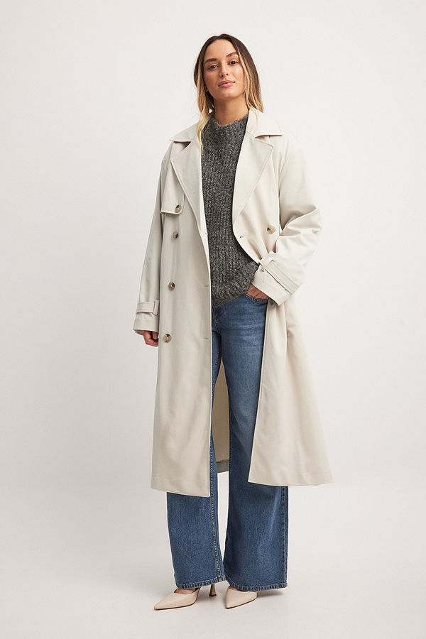 NA-KD Oversized trenchcoat beige