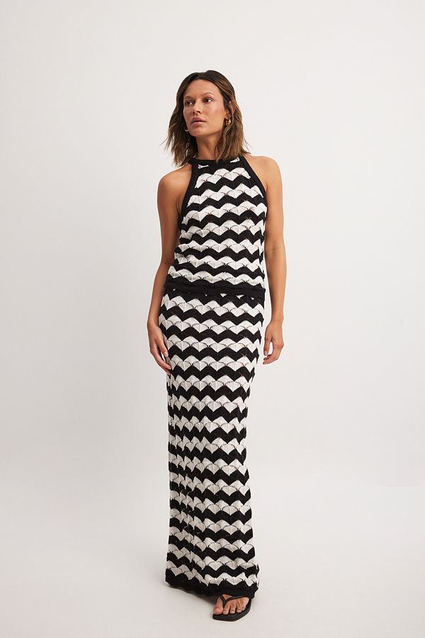 NA-KD Stickad randig maxikjol stripe