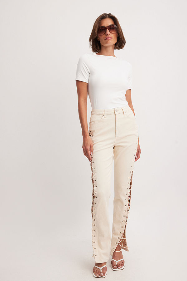 NA-KD Detaljerad denim beige