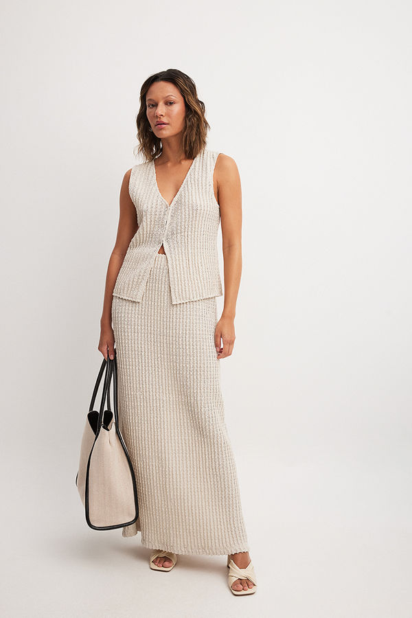 NA-KD Virkad kjol beige