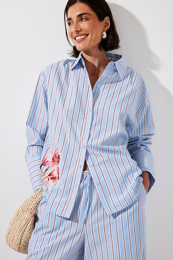 NA-KD Randig skjorta med tryck stripe