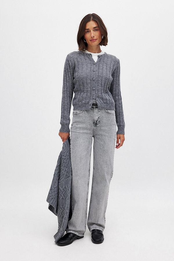 NA-KD Raka jeans med hög midja grå