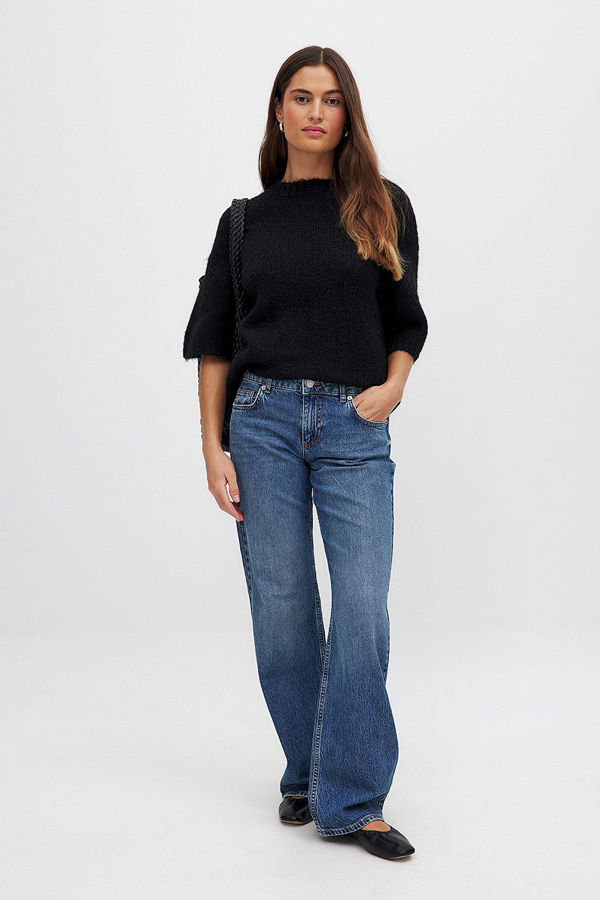 Moa Mattsson x NA-KD Rak denim med låg midja blå