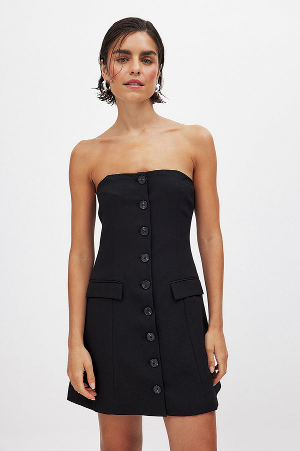 NA-KD Skräddarsydd miniklänning med knappar fram svart