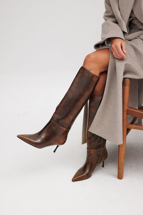 NA-KD Boots med stilettklack och skaft brun