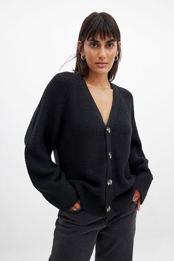 NA-KD Oversize stickad kofta svart