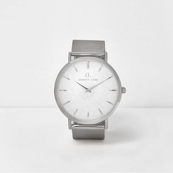 River Island Silver plated Abbott Lyon mesh strap watch