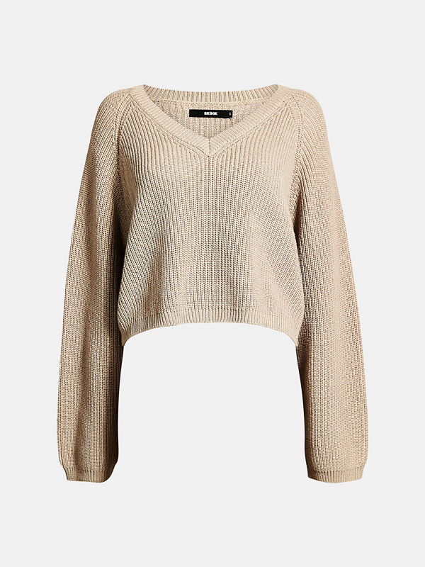 Bik Bok Wendy ribbed jumper - Ljusbeige