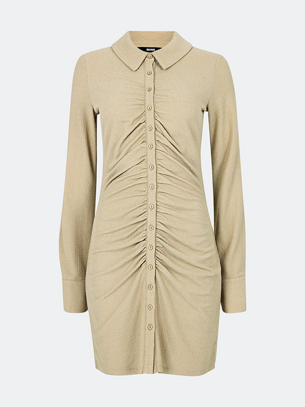 Bik Bok Tilly klänning med knäppning - Offwhite