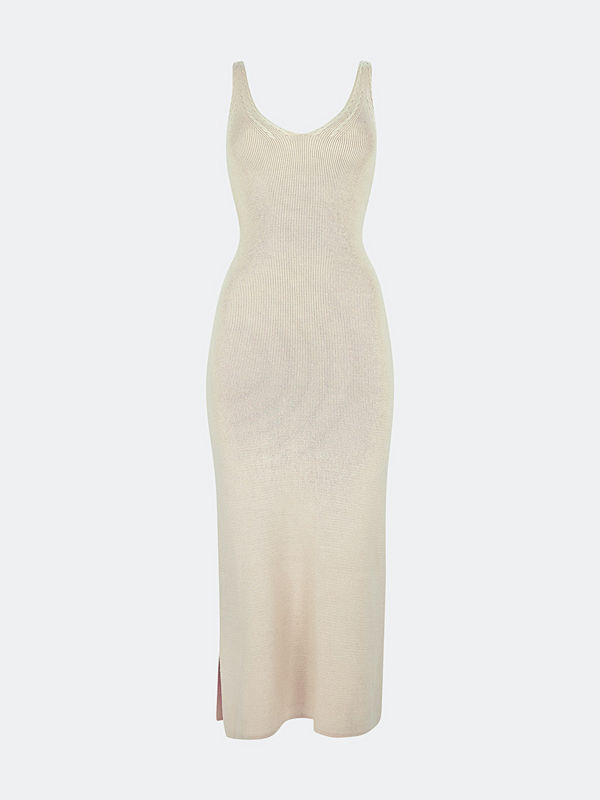 Bik Bok Gloria finstickad klänning - Offwhite